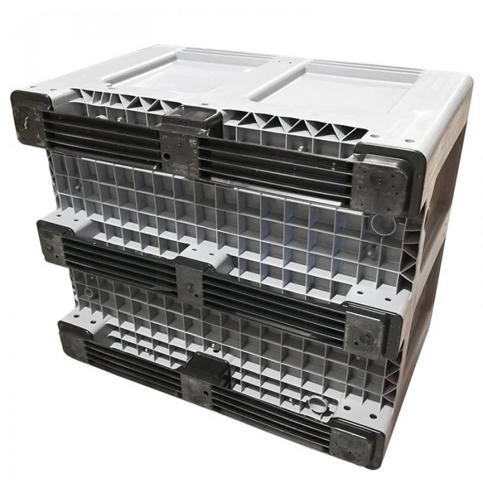 Boxpalet Plastic Cu Pereti Plini, 1200 x 1000 x 760 mm Lungime 1200 mm, Latime 1000 mm, Inaltime 760 mm, Volum Litri 610, Varianta 3 traverse/sine