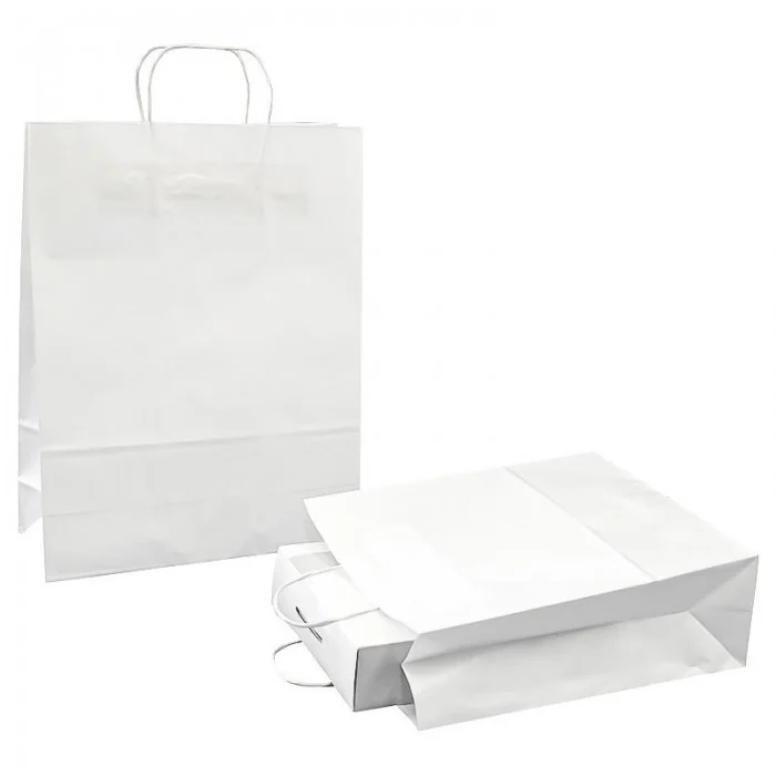 Pungi Hartie Cu Maner Rasucit, Alb/Natur-Pungi Hartie