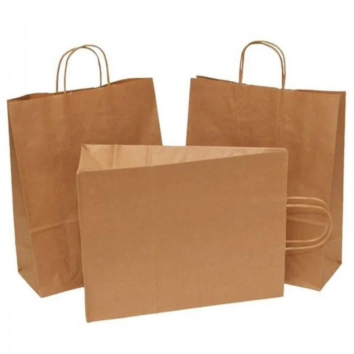 Pungi Hartie Cu Maner Rasucit, Alb/Natur-Pungi Hartie