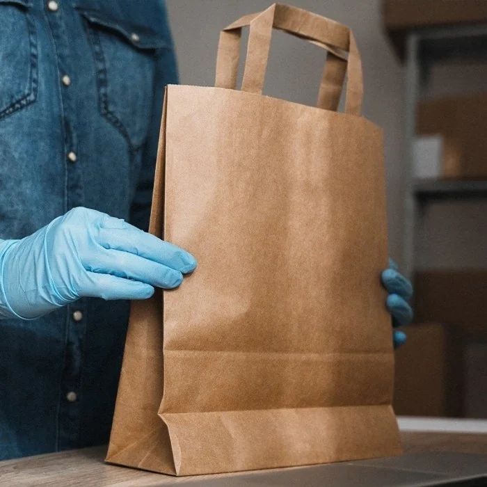 Pungi Hartie Cu Maner Plat, Hartie Kraft Natur 70g/mp-Pungi Hartie