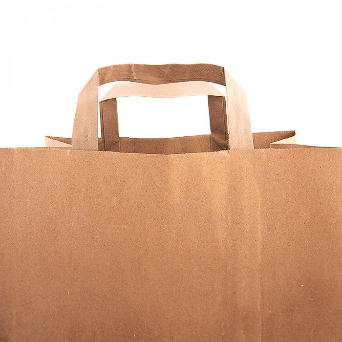 Pungi Hartie Cu Maner Plat, Hartie Kraft Natur 70g/mp-Pungi Hartie