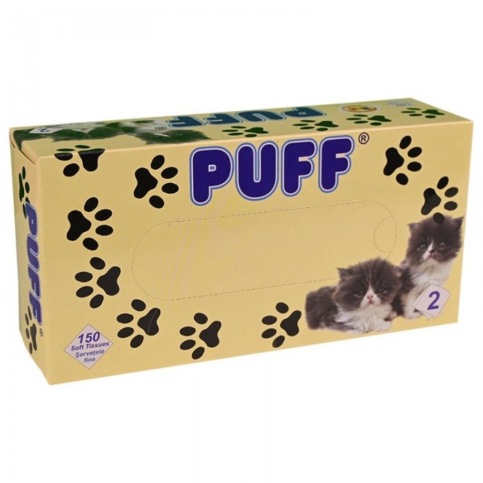 Servetele Faciale PUFF Pop-Up, 21 x 21 cm, 2 straturi, 150 foi-Consumabile Hartie